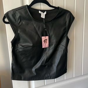 Vegan leather NWT crop top stretchy size S